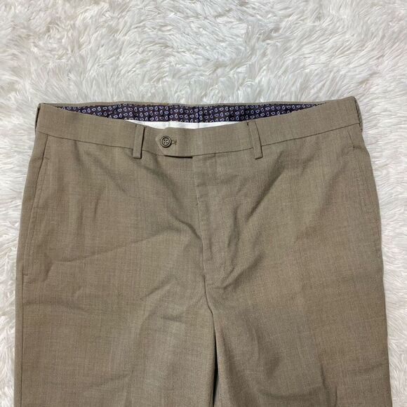 Lauren Ralph Lauren Pants Mens 34x32 Tan Flat Front Dress Slacks Trousers Preppy - Picture 2 of 8